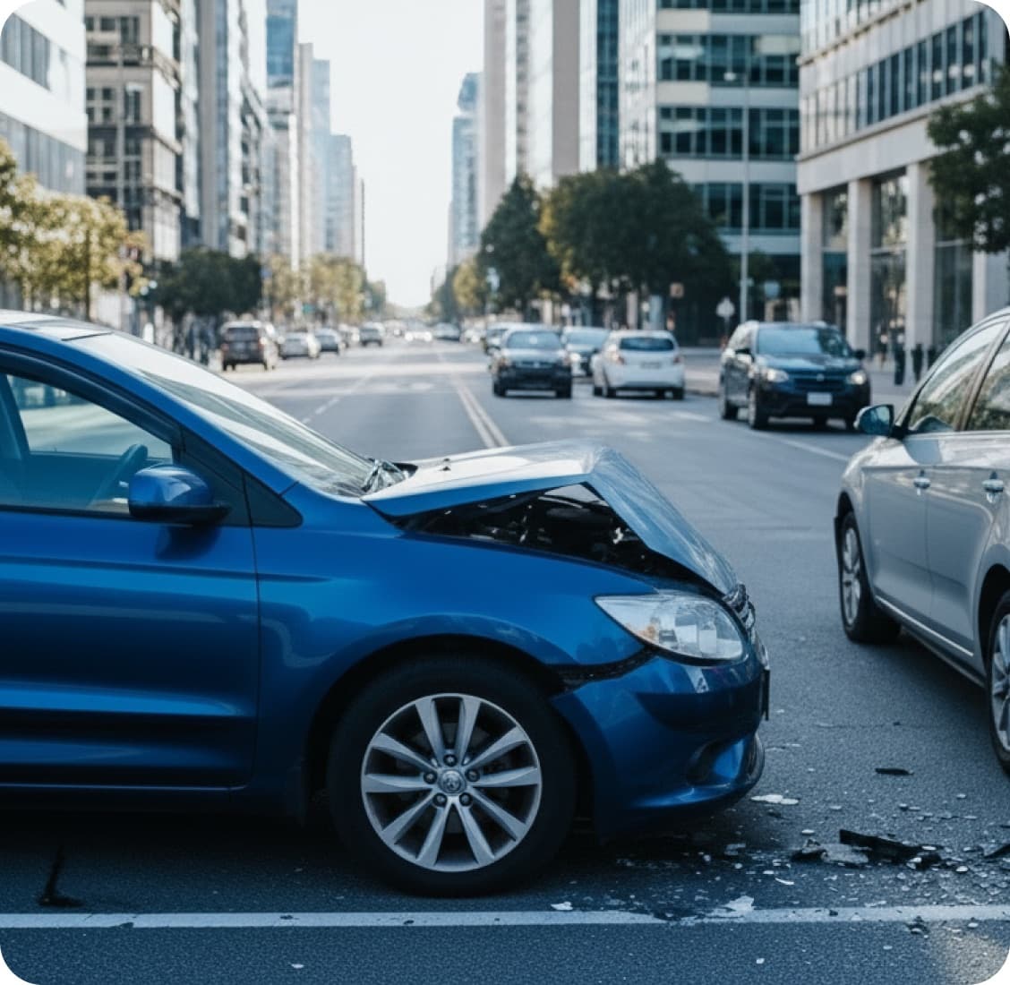 Carro com avaria após um sinistro